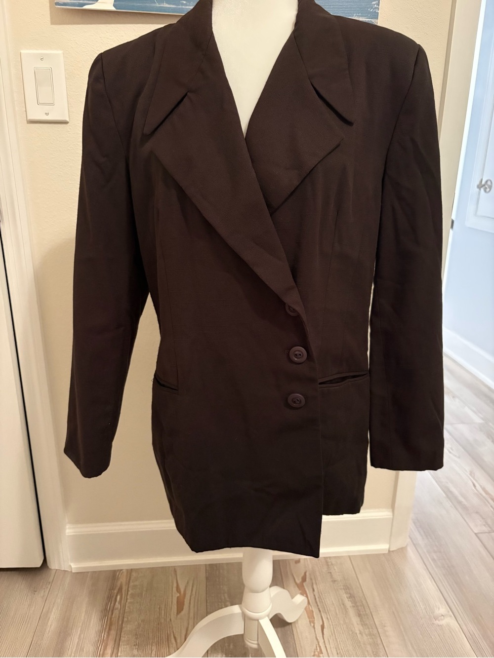 1990’s Oleg Cassini Dark Brown Double-Button Blazer